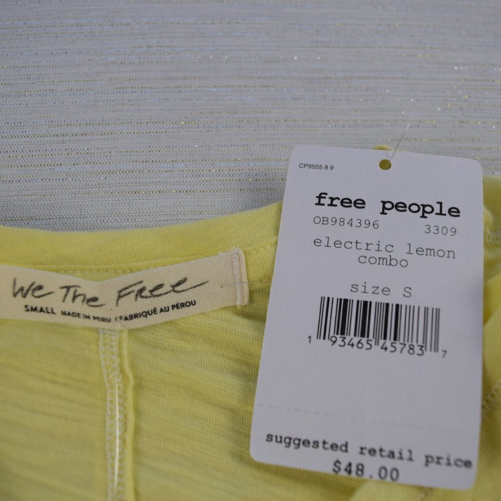 NWT Free People Martine Tank Top Electric Lemon Yellow Sleeveless Women's Small - Picture 10 of 10